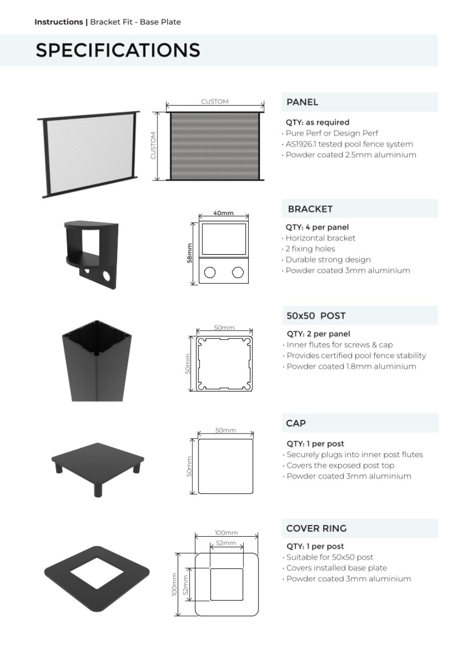 Bracket Fit – Base Plate Post installation manual, page 2