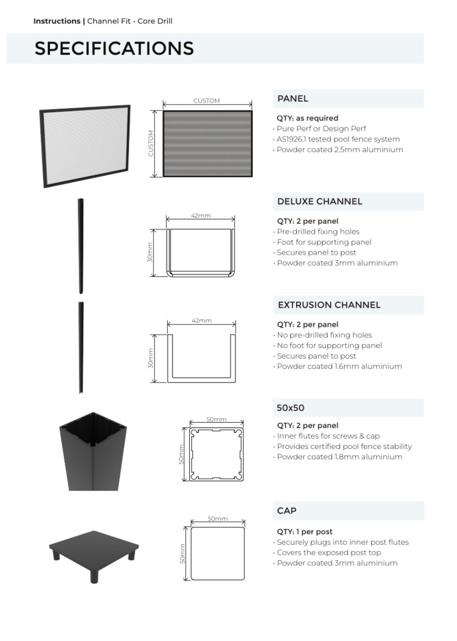 Channel Fit – Core Drill Post installation manual, page 2